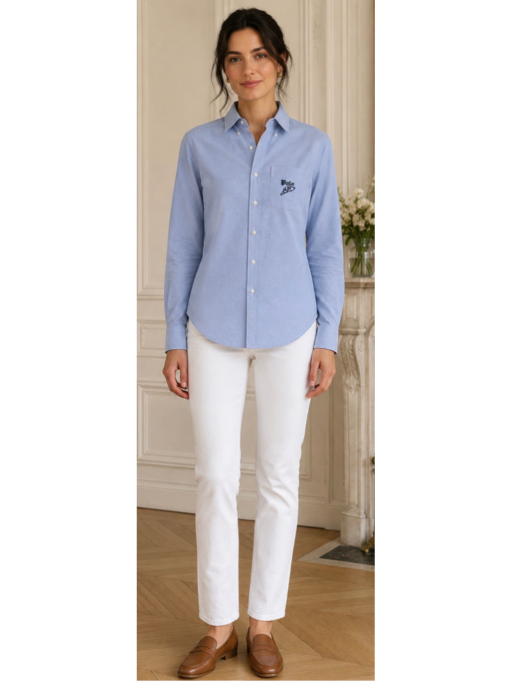 Women's Polo by Ralph Lauren Button Down Shirt XS Blue White New w Tags Classic